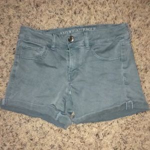 Teal green American Eagle shorts.